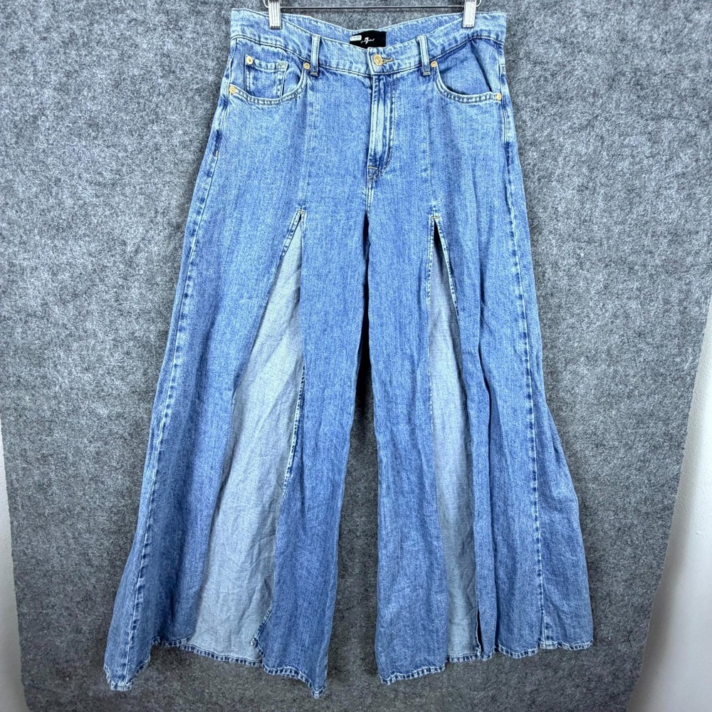 7 For All‎ Mankind Willow Wide Arizona Leg Jeans Womens 30 Front Slits Palazzo